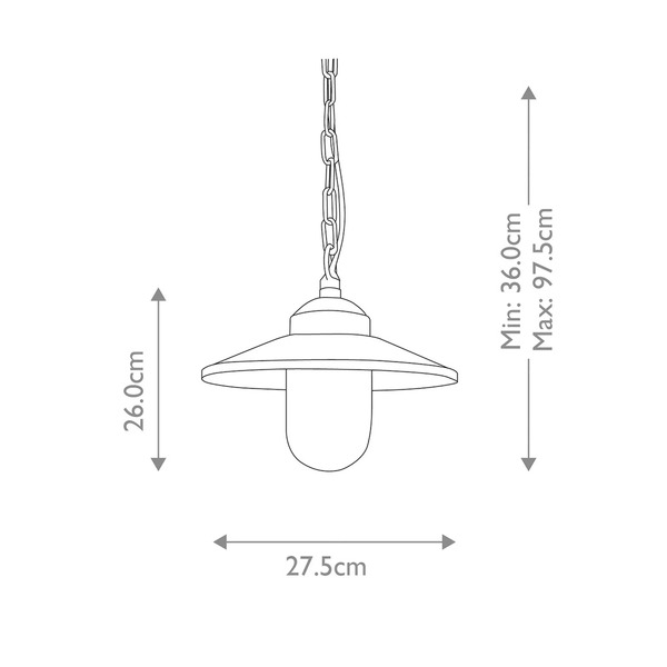  Elstead Lampa Wisząca Zewnętrzna Klampenborg, Ip44, Czarna 