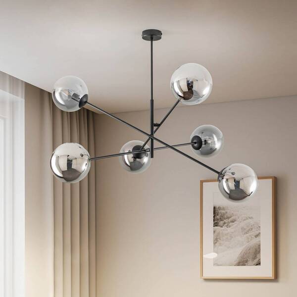  Emibig Lighting Lampa Sufitowa Linear, Czarny/grafitowy, 6-punktowa 