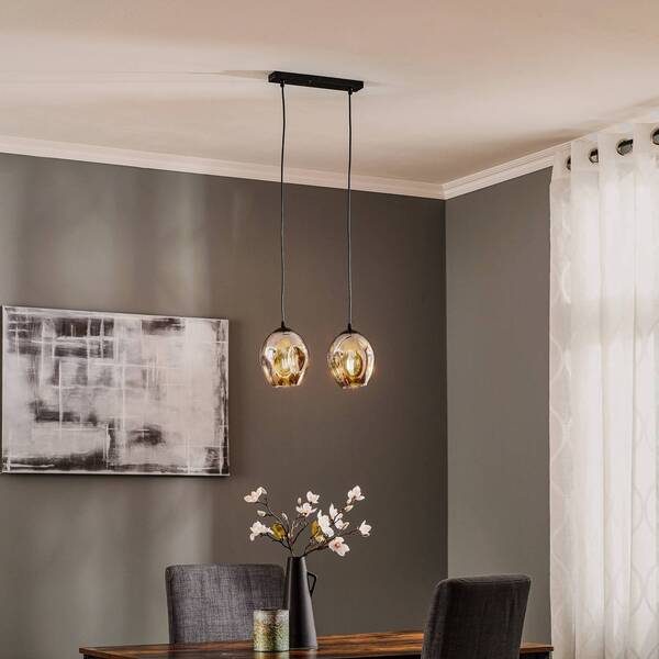 Emibig Lighting Lampa Wisząca Starla 2-punktowa, Szkło Grafitowe 