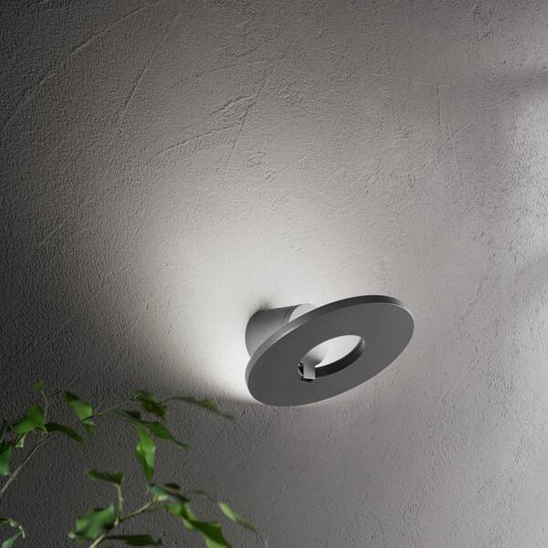  Fabas Luce Kinkiet Zewnętrzny Led Elite, Ciemnoszary, Metal, ø 24 Cm, Ip54 