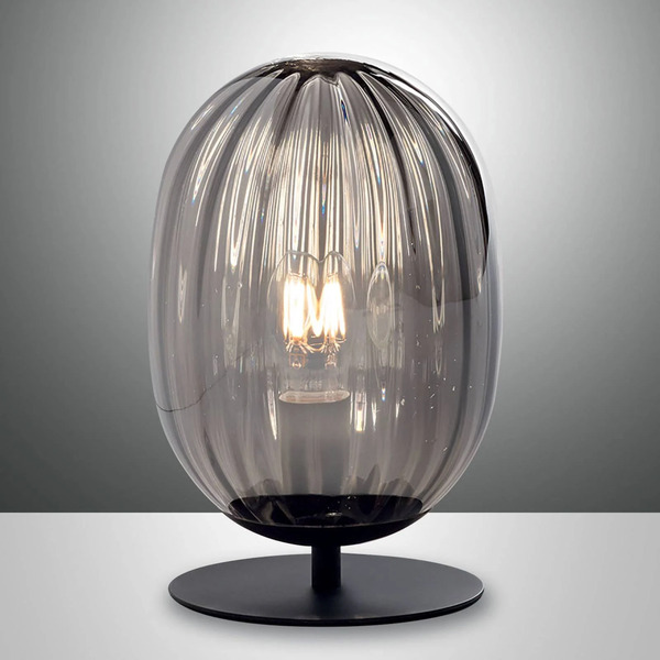  Fabas Luce Lampa Stołowa Infinity Z Wygiętym Szklanym Kloszem 