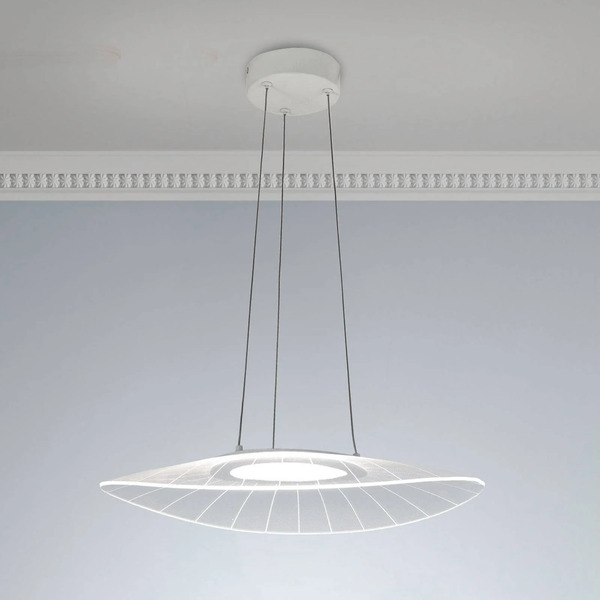  Fabas Luce Lampa Wisząca Led Vela, Biała, Oval, 59 Cm X 43 Cm 