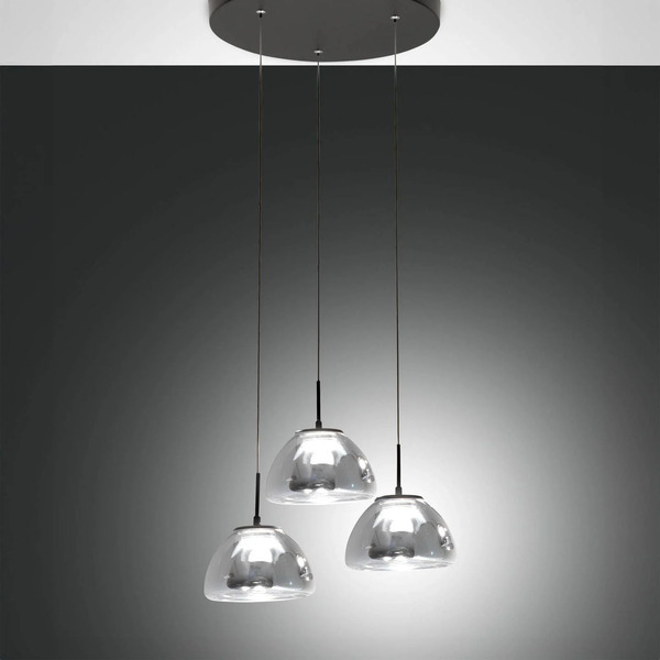  Fabas Luce Lampa Wisząca Lucille Led, 3-punktowa, Dymny Szary, Cct, ściemniany 