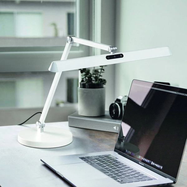  Fabas Luce Lampka Biurkowa Led Beba, Biała, Cct, ściemniana 
