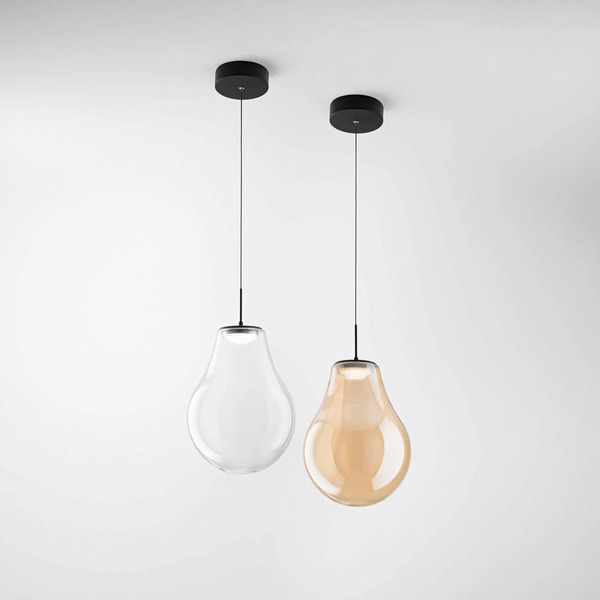  Fabas Luce Żyrandol Led Noa, Bursztynowy, Szkło, ø 25 Cm, Cct, ściemniany 