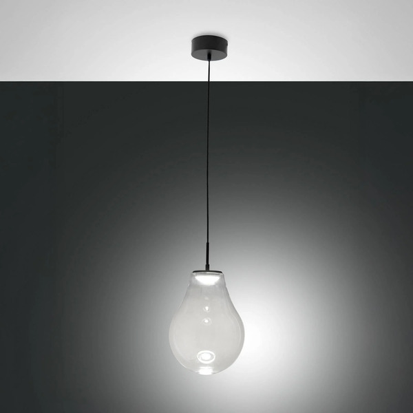  Fabas Luce Żyrandol Led Noa, Przezroczysty, Szkło, ø 25 Cm, Cct, ściemniany 