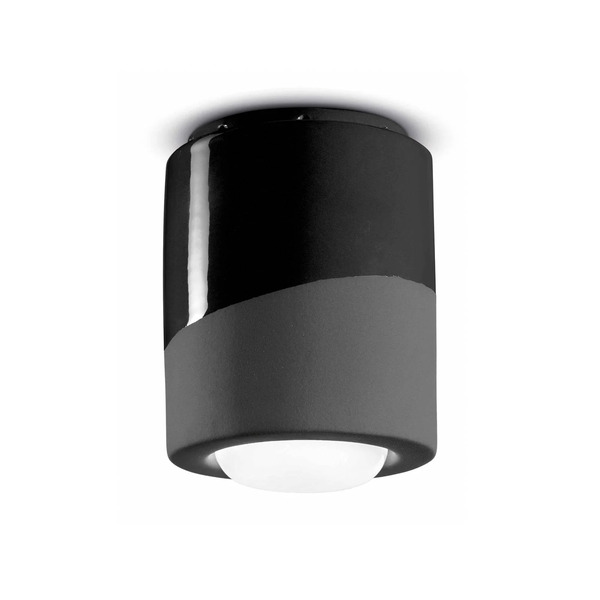  Ferroluce Lampa Sufitowa Pi, Cylindryczna, ø 12,5 Cm Czarna 
