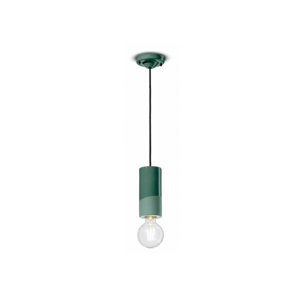 Ferroluce Lampa Wisząca Pi, Cylindryczna, ø 8 Cm Zielona 
