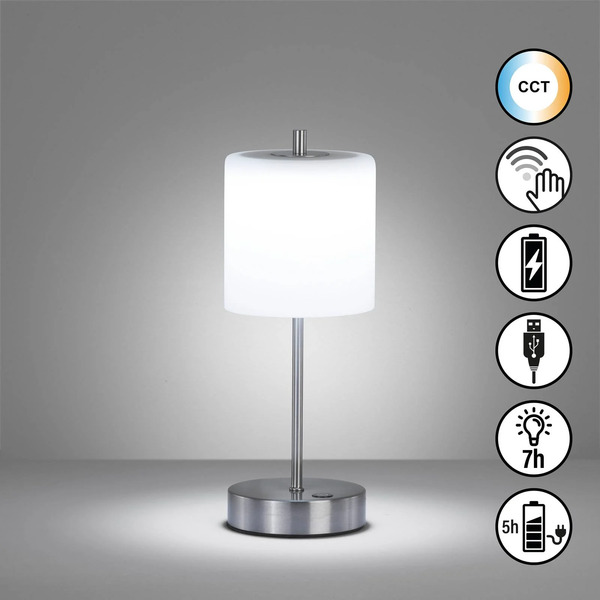  Fh Lighting Lampa Stołowa Led Riva Nikiel/opal Wysokość 34,5cm 