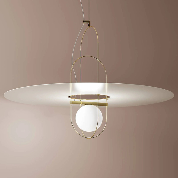  Fontana Arte Biało-złota Lampa Wisząca Led Setareh 