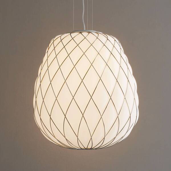 Fontana Arte Designerska Lampa Wisząca Pinecone, Mleczne Szkło 