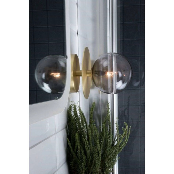  Globen Lighting Globen Lighting Lampa ścienna Art Deco, Mosiądz/szary ø 16 Cm Ip44 