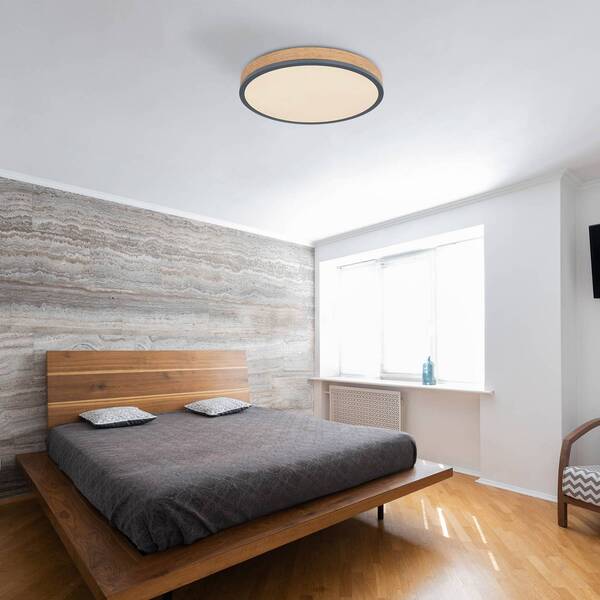  Globo Lampa Sufitowa Led Doro, ø 45 Cm, Ciemny Grafit/drewno, Drewno, 830 