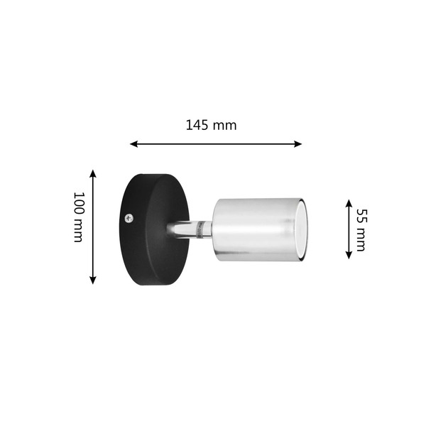  Helam Kinkiet Tune Ii, Czarny/chrom, Metal, E27, ø 5,5 Cm 
