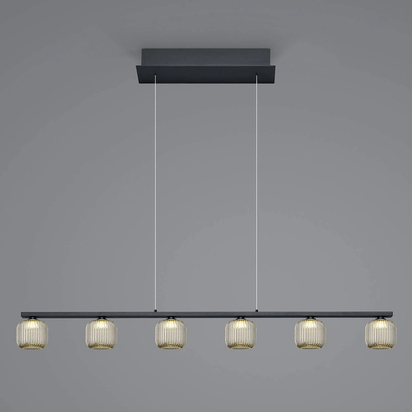  Hell Lampa Wisząca Loft Led Z Przydymionym Szkłem, 6-punktowa 