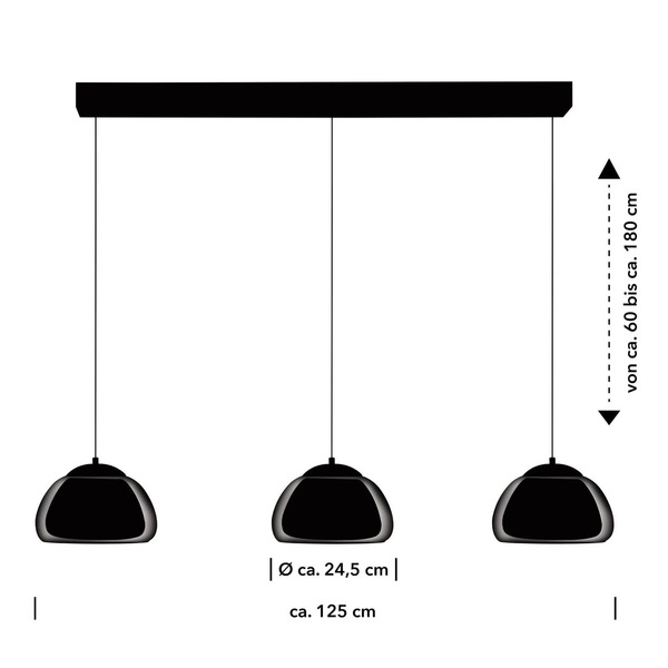  Hell Lampa Wisząca Luxxo Led, Czarna, 3-punktowa, Pilot 