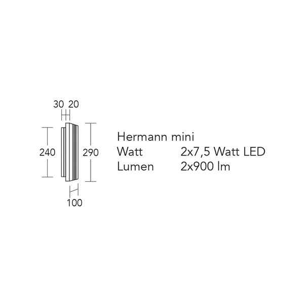  Herzblut Herzblut Kinkiet Led Hermann Mini, Dąb Naturalny, ściemniany 