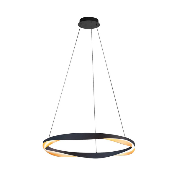  Highlight Lampa Wisząca Led Ascoli, ø 85 Cm, Czarny/złoty, Metal, ściemniana 