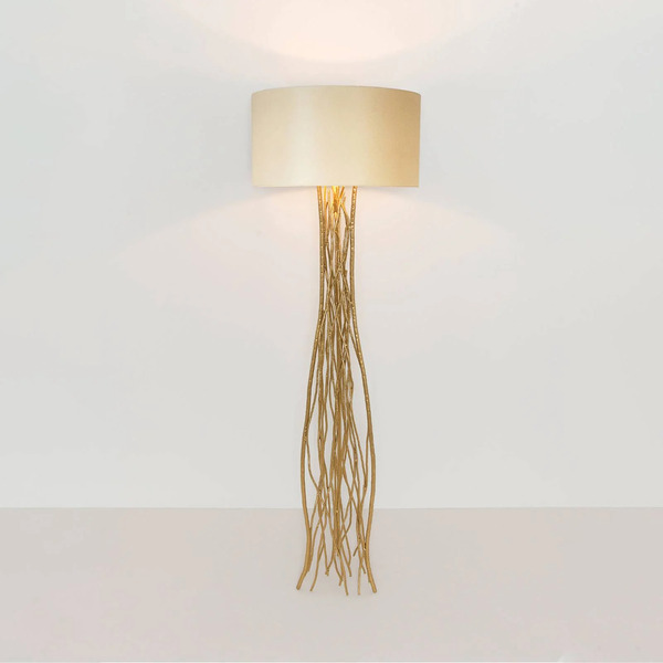  Holländer Lampa Stojąca Capri, Złoty/ecru, Wysokość 155 Cm, żelazo Młotkowane 