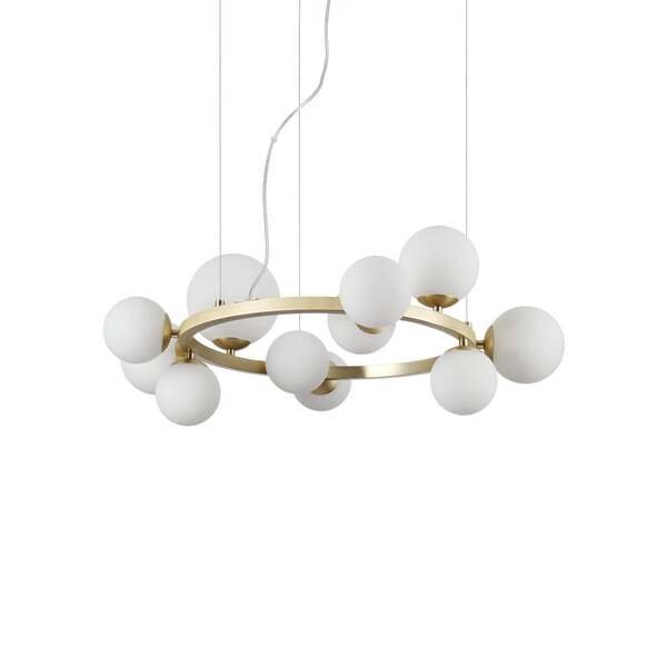  Ideal Lux Żyrandol Ideal Lux Perlage, Mosiądz/biały, 11 Ramion, średnica 73 Cm 