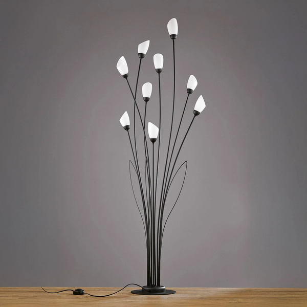  Jupiter Lampa Stojąca Gloriosa, Czarna, Szkło, 9-punktowa 