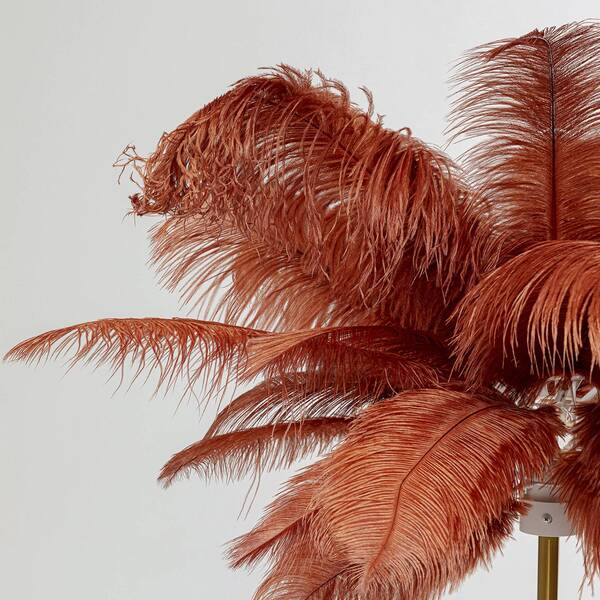  Kare Kare Feather Palm Lampa Stojąca Z Piórami, Rdza 