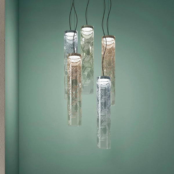  Kdln Kdln Lampa Wisząca Led Jer 1, Dymno-niebieska, ø 10 Cm, Szkło 