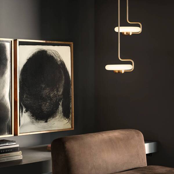  Kdln Żyrandol Led Tratto Marki Kdln, Mosiądz, ø 27 Cm, Metal/szkło 