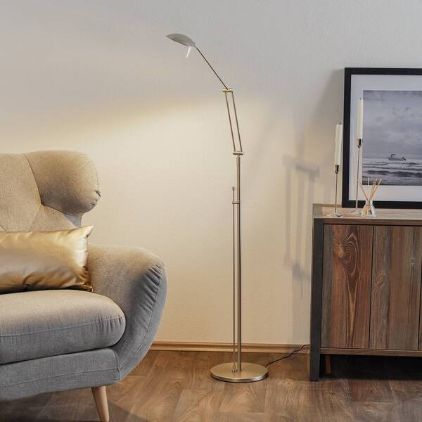  Knapstein Lampa Stojąca Led Carl, Niklowa, Regulowana, ściemniana 