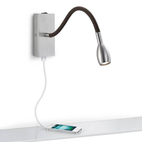  Knapstein Niklowy Kinkiet Led Milos Z Portem ładowania Usb 