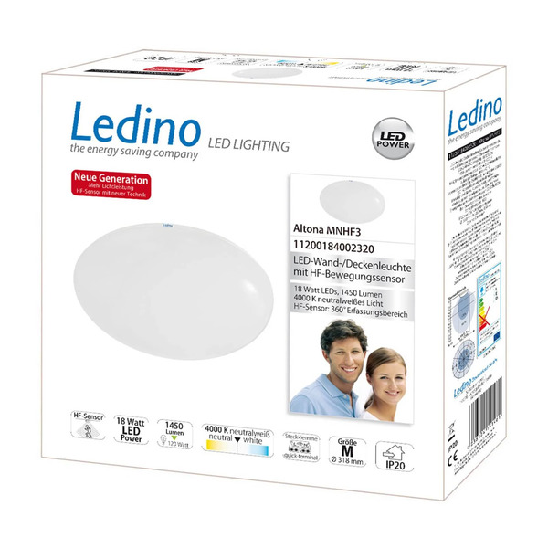  Ledino Lampa Sufitowa Led Altona, Czujnik Hf 4 000 K 32cm 