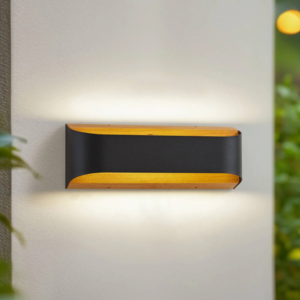  Lindby Lindby Kinkiet Zewnętrzny Led Lenore, Czarny, Metal, 36,5 Cm 
