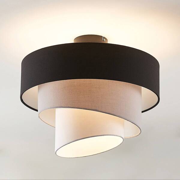  Lindby Lampa Sufitowa Lindby Coria, Czarny/szary/biały, ø 40 Cm, E27 