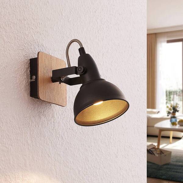  Lindby Reflektor Lindby Aylis, Wysokość 14 Cm, Czarny, Drewno, E14 