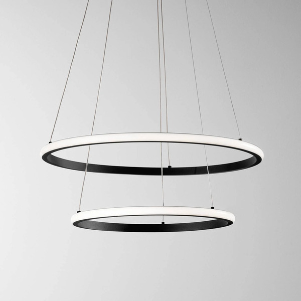 Luce Ambiente Design Lampa Wisząca Led Axis, ø 60/40 Cm, Czarna, Metal, Cct, Rgb 