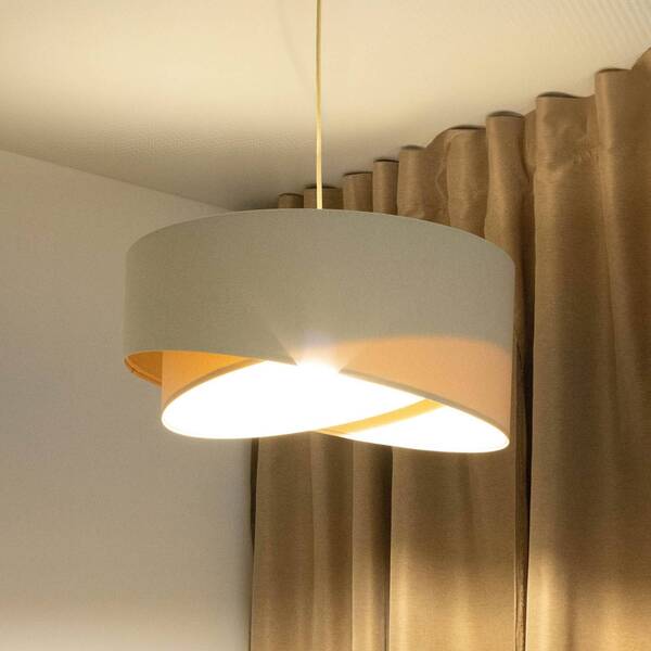  Maco Design Lampa Wisząca Boho, Kremowy/beżowy, ø 50 Cm, Wysokość 23 Cm, Len 