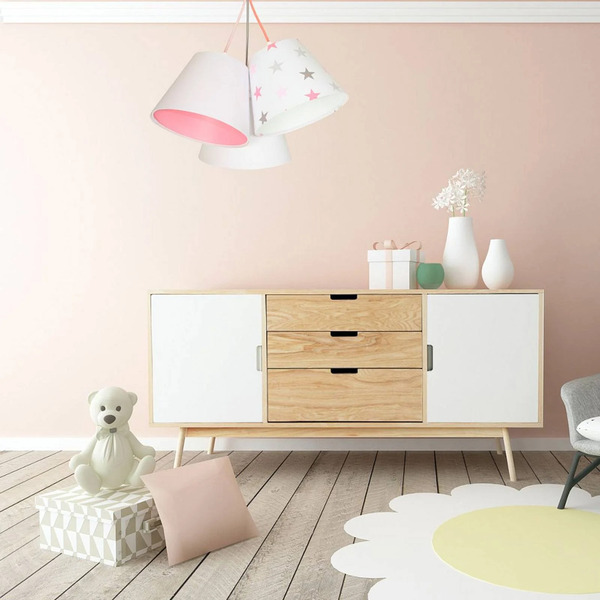  Maco Design Lampa Wisząca Dziecięca Zsofia 3-punktowa Biała/różowa 