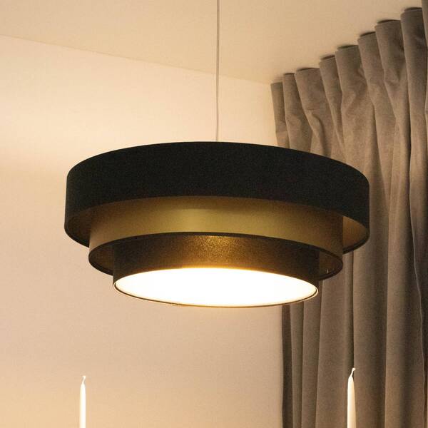  Maco Design Lampa Wisząca Triniti, Czarny/złoty, ø 60 Cm, Tekstylna 