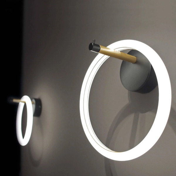  Marchetti Kinkiet Led Ulaop, Jeden Ring, Czarny 