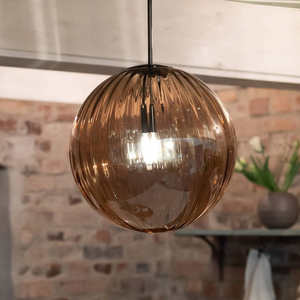  Markslöjd Lampa Wisząca Fengari, Wtyczka, Bursztyn, Szkło, ø 35 Cm 