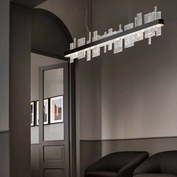  Masiero Lampa Wisząca Led Ribbon Linear, 150 Cm, Czarna, Góra-dół 