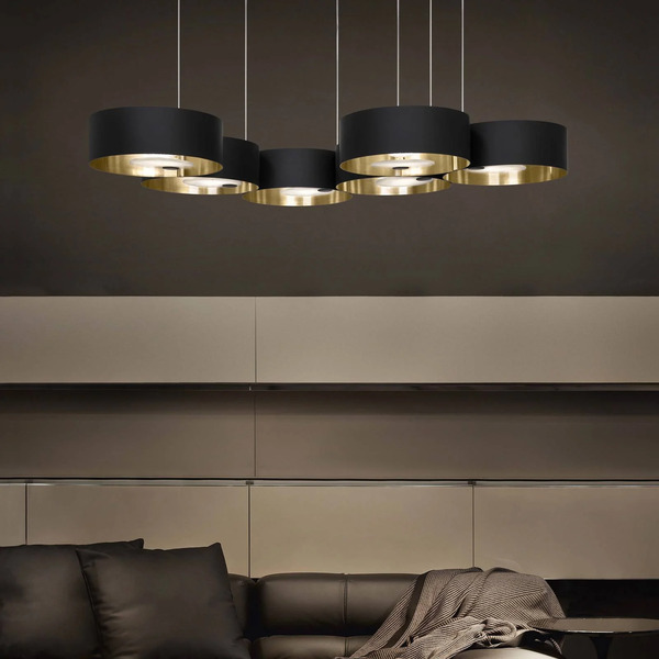  Masiero Lampa Wisząca Led Sound Or6, 6-punktowa, Czarna, Up&down 