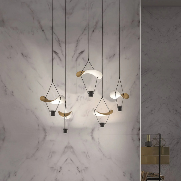  Masiero Lampa Wisząca Led Vollee S1 P, 44 Cm, Down, Złota 
