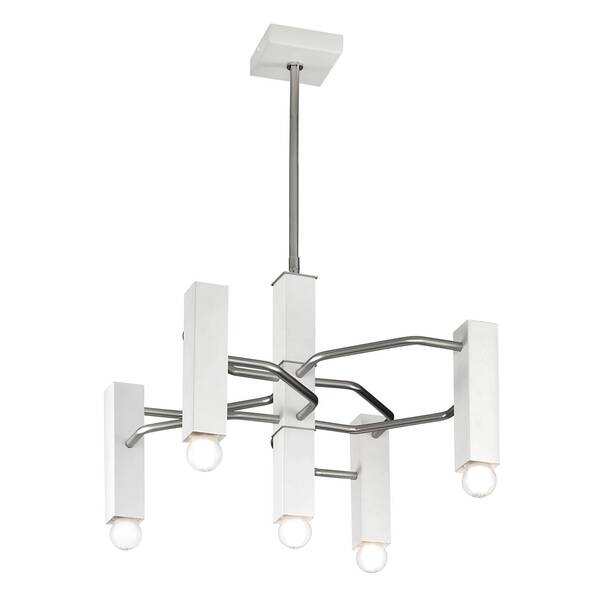  Metallux Lampa Wisząca Raster, 5-pkt., Nikiel Matowy/biała 