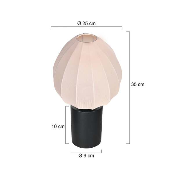  Mexlite Lampa Stołowa Bloeba, Biała/czarna, ø 25 Cm, Len/metal 