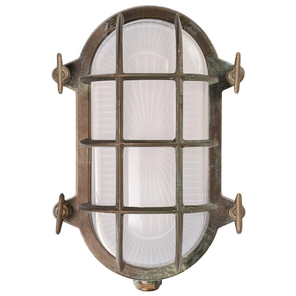  Moretti Luce Owalna Lampa W Stylu Morskim Hook, Mosiądz Postarzany, Opal 
