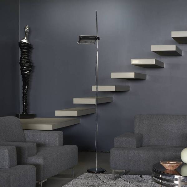  Oluce Oluce Lampa Stojąca Led Colombo, Czarny/chrom, Metal 