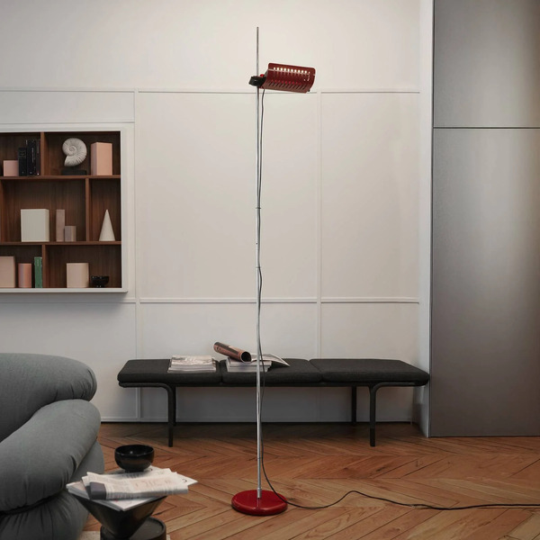  Oluce Oluce Lampa Stojąca Led Colombo, Czerwona/chrom, Metal, 2700 K 