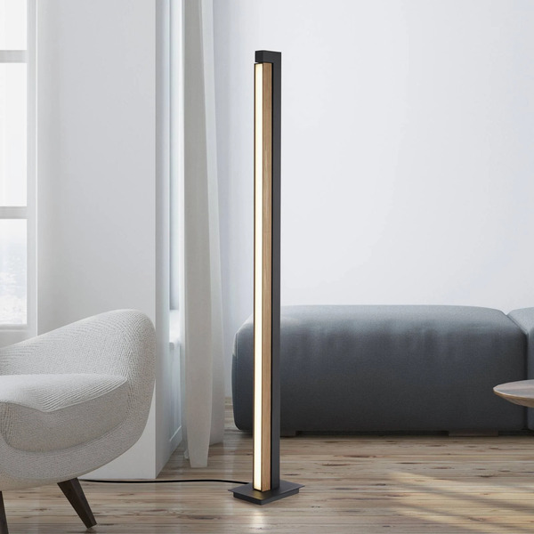  Pure Lampa Stojąca Led Pure Lines, Czarny, Drewno, Pilot, 140 Cm 