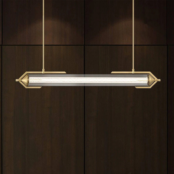  Quintiesse Żyrandol Led Espada, Szczotkowane Złoto, 122 Cm, Metal/szkło 